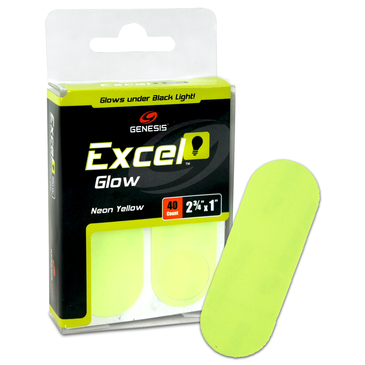 Genesis Excel Glow Neon Yellow Black Light Performance Tape (10ct)
