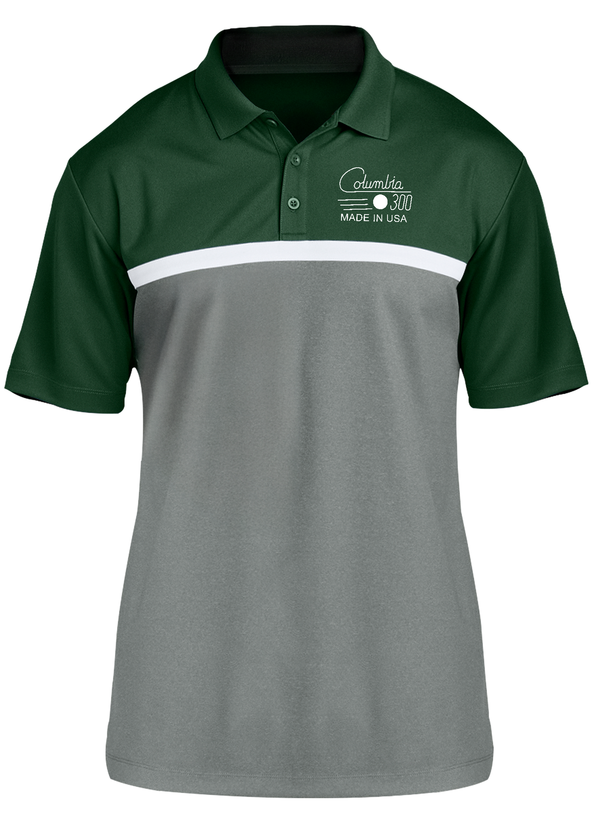 Columbia 300 Retro White Competitor Polo Green/White/Gray