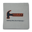 Hammer Premium Towel Grey. The premium towel is machine washable. It is recommended to use detergent only, no softeners or bleach and to tumble dry on low heat or no heat.  Easily absorbs oil from the ball surface Cleans ball surface effortlessly Can be used with liquid cleaners or polishes Recommended use after each shot Size: 13" x 13" (33 cm x 33 cm)