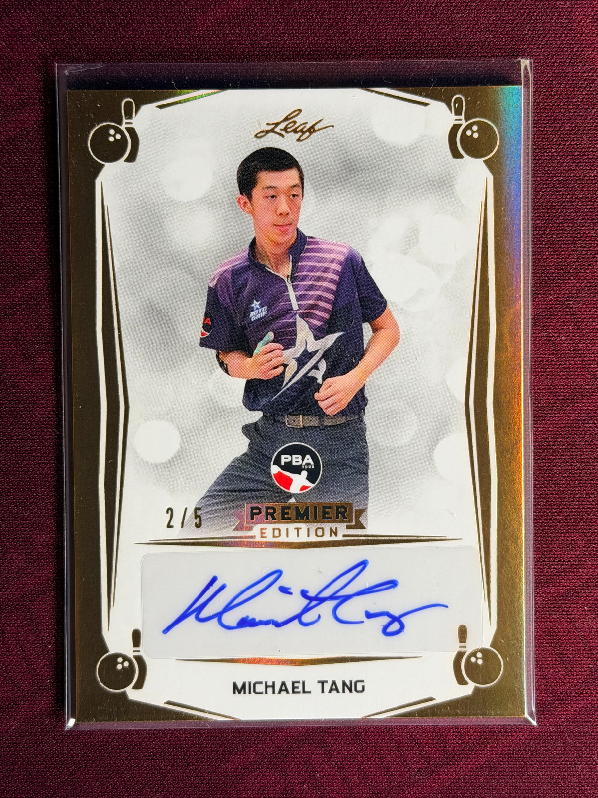 2023 Leaf PBA Trading Card Michael Tang Gold Auto 2/5