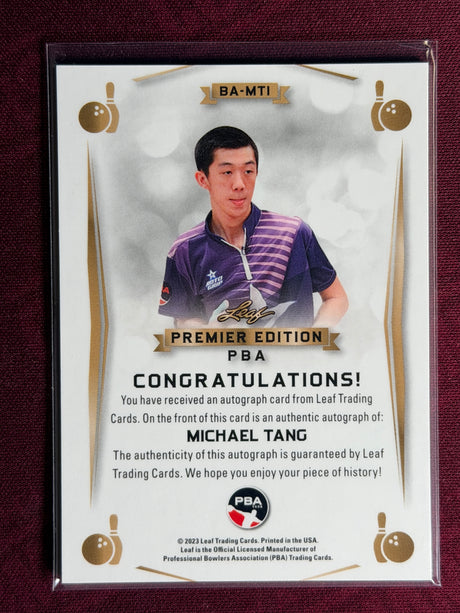 2023 Leaf PBA Trading Card Michael Tang Gold Auto 2/5