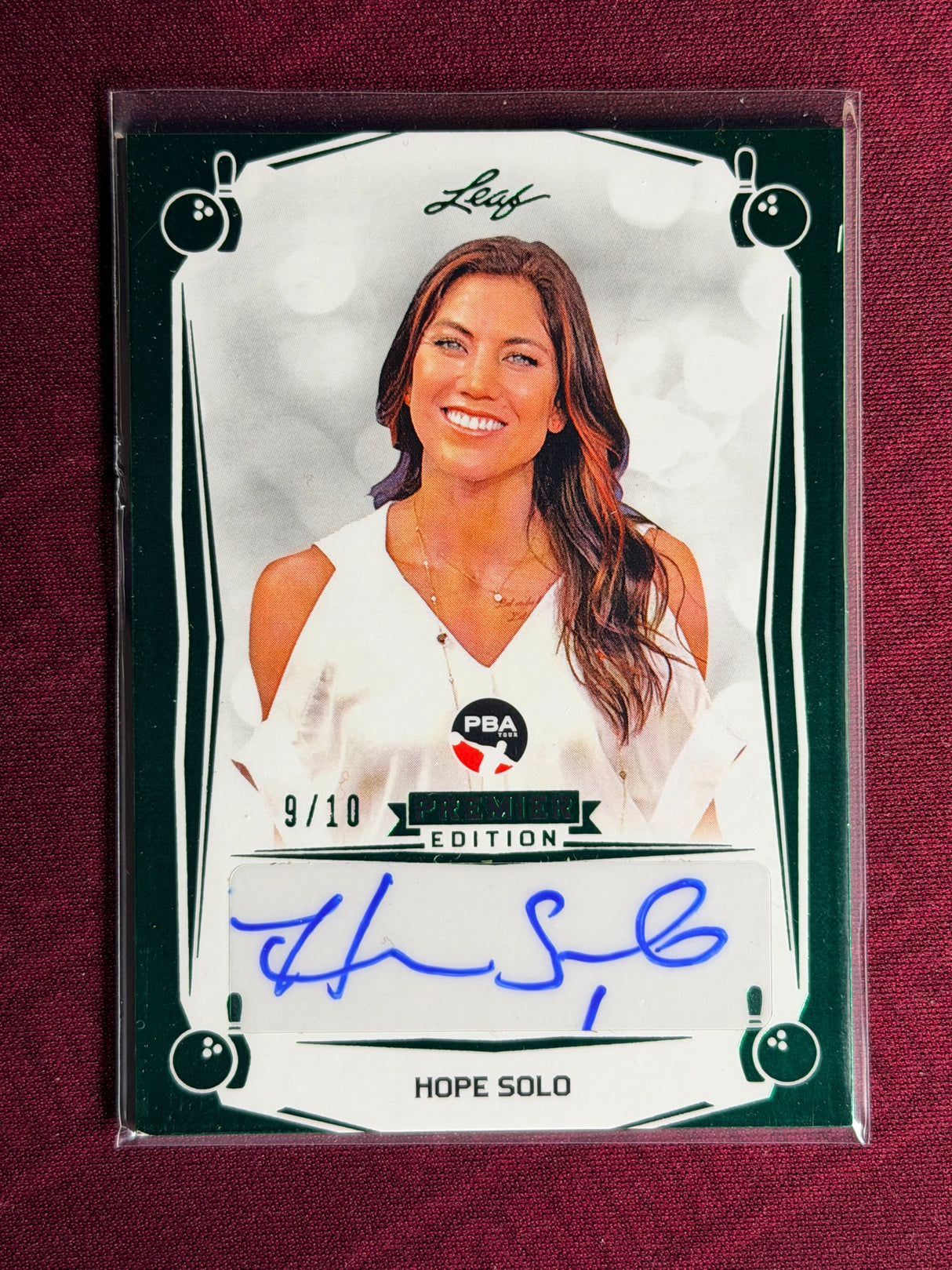 2023 Leaf PBA Trading Card Hope Solo Emerald 9/10 SP