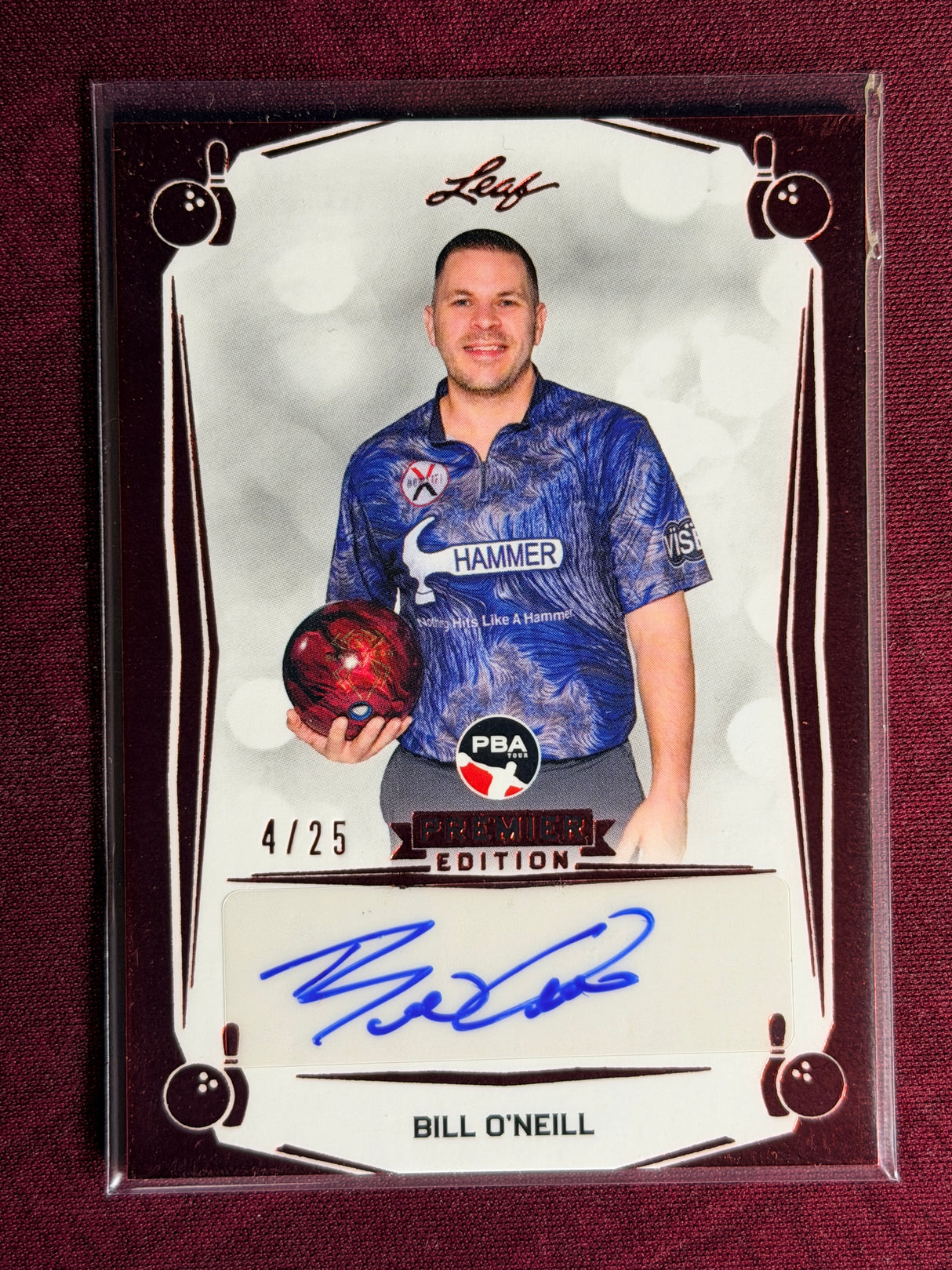 2023 Leaf PBA Trading Card Bill O'Neill Ruby Red Auto /25