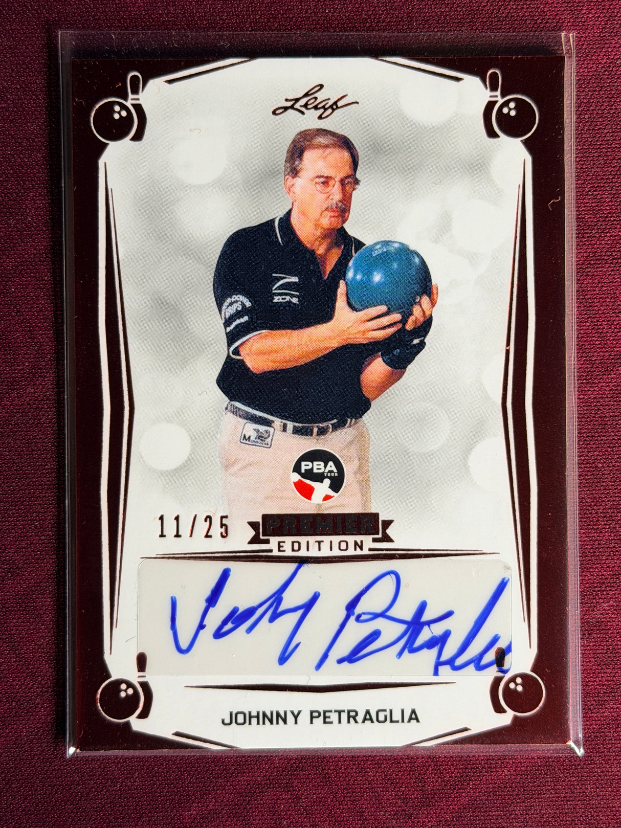 2023 Leaf PBA Trading Card Johnny Petraglia Ruby Auto /25