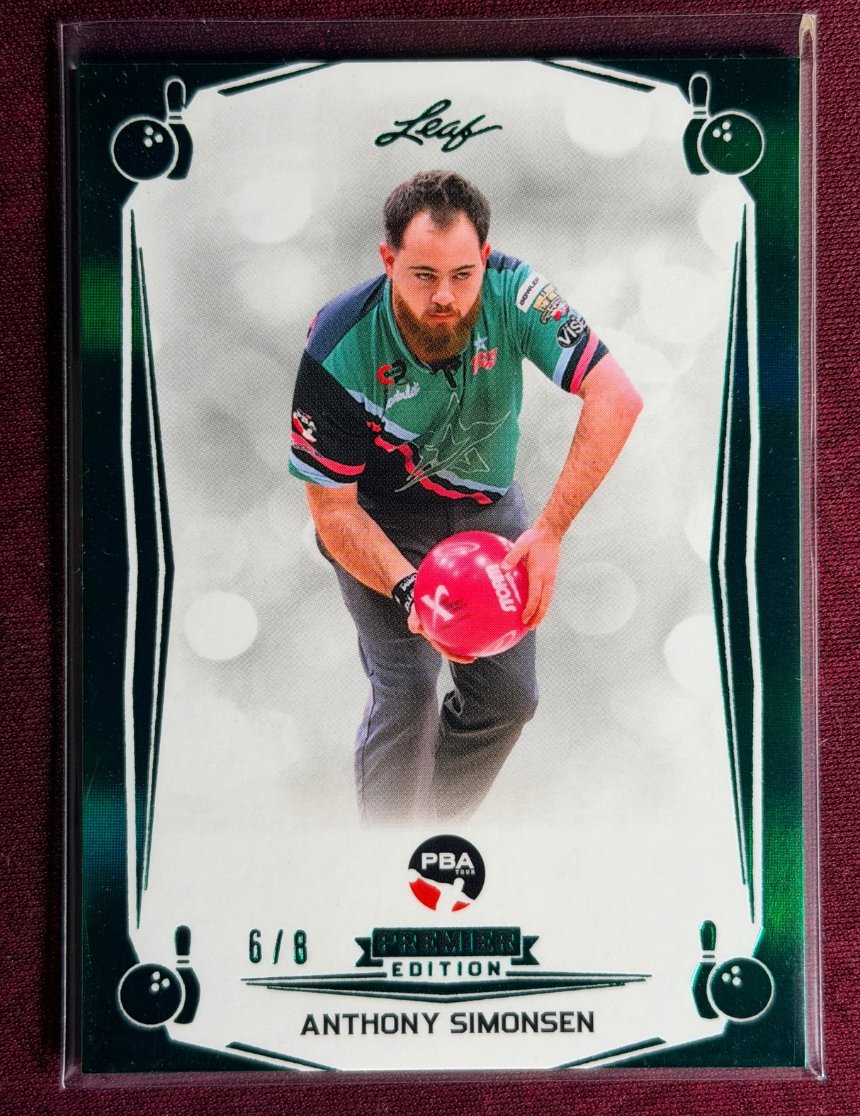 2023 Leaf PBA Trading Card Anthony Simonsen Emerald /8