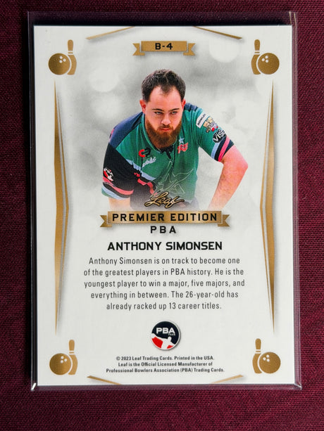 2023 Leaf PBA Trading Card Anthony Simonsen Emerald /8