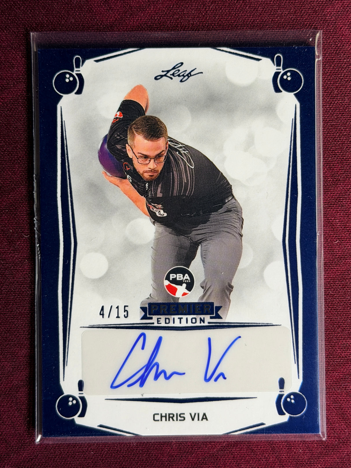 2023 Leaf PBA Trading Card Chris Via Blue Auto /15