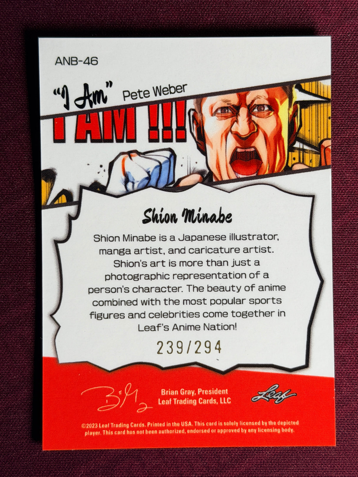 2023 Leaf Anime Nation PBA Trading Card Pete Weber "Who do you think you are? I AM" /294