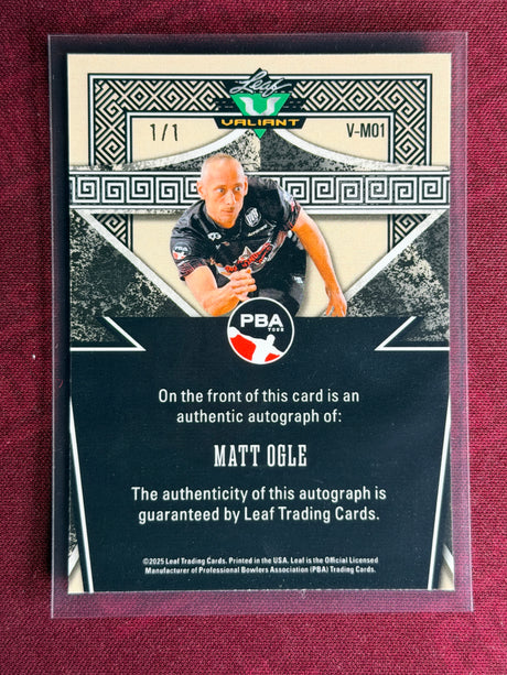 2025 Leaf Eclectic PBA Matt Ogle Valiant Gold 1/1 Auto ULTRA RARE