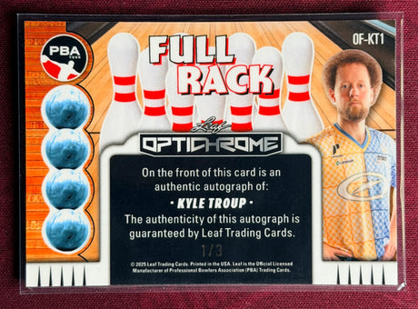 2025 Leaf Eclectic PBA Kyle Troup Full Rack Tiger Stripe Optichrome Auto /3
