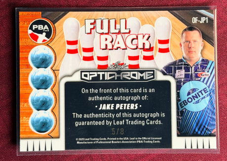 2025 Leaf Eclectic PBA Jake Peters Full Rack Blue Optichrome Auto /8