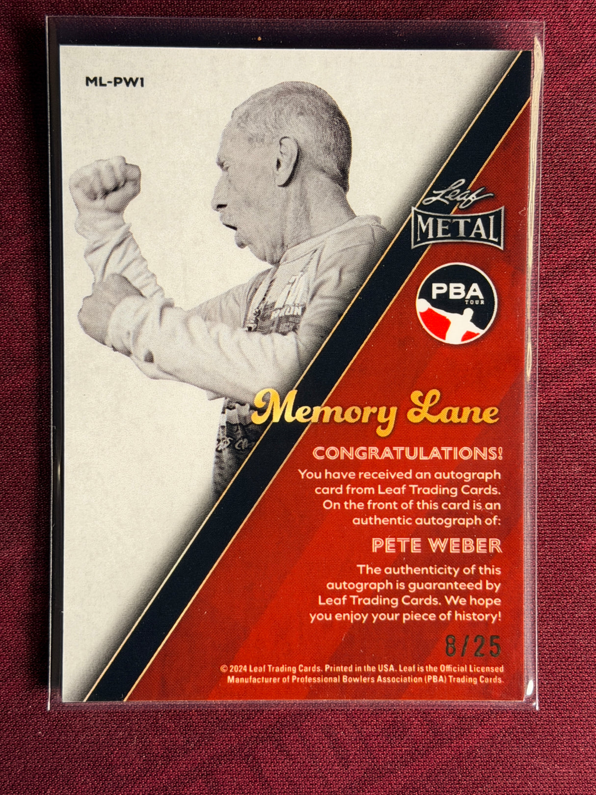 2024 Leaf Metal PBA Pete Weber Memory Lane PBA HOF 8/25