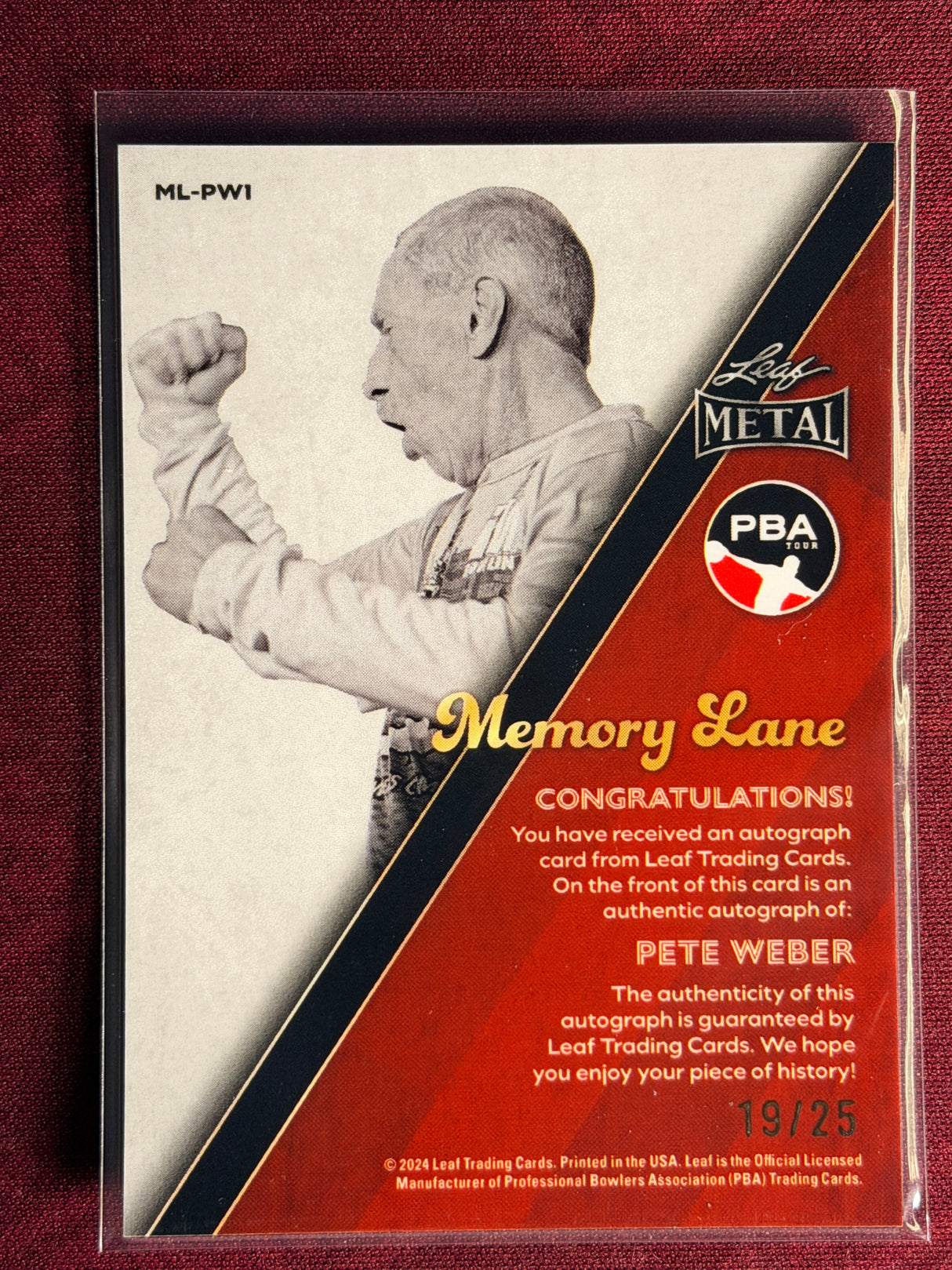 2024 Leaf Metal PBA Pete Weber Memory Lane PBA HOF 19/25