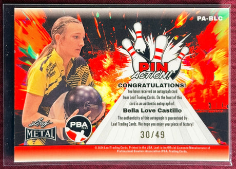 2024 Leaf Metal PBA Bella Love Castillo Pin Action Auto 30/49
