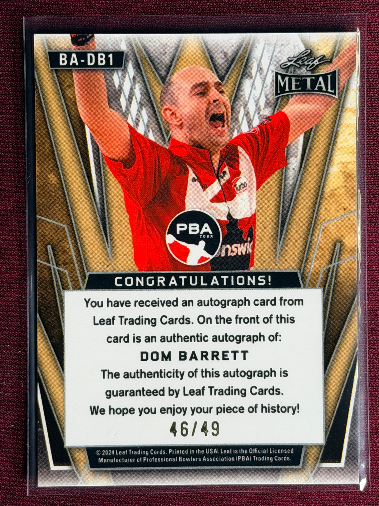 2024 Leaf Metal PBA Dominic Barrett Auto 46/49