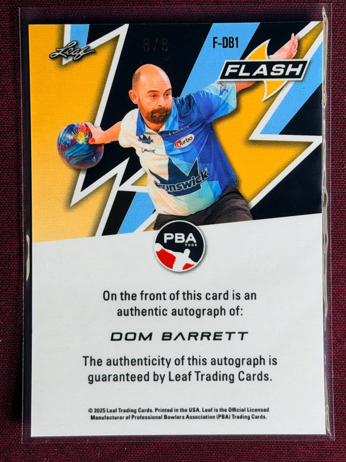 2025 Leaf Eclectic PBA Dominic Barrett Flash Blue Sparkle Auto 8/8