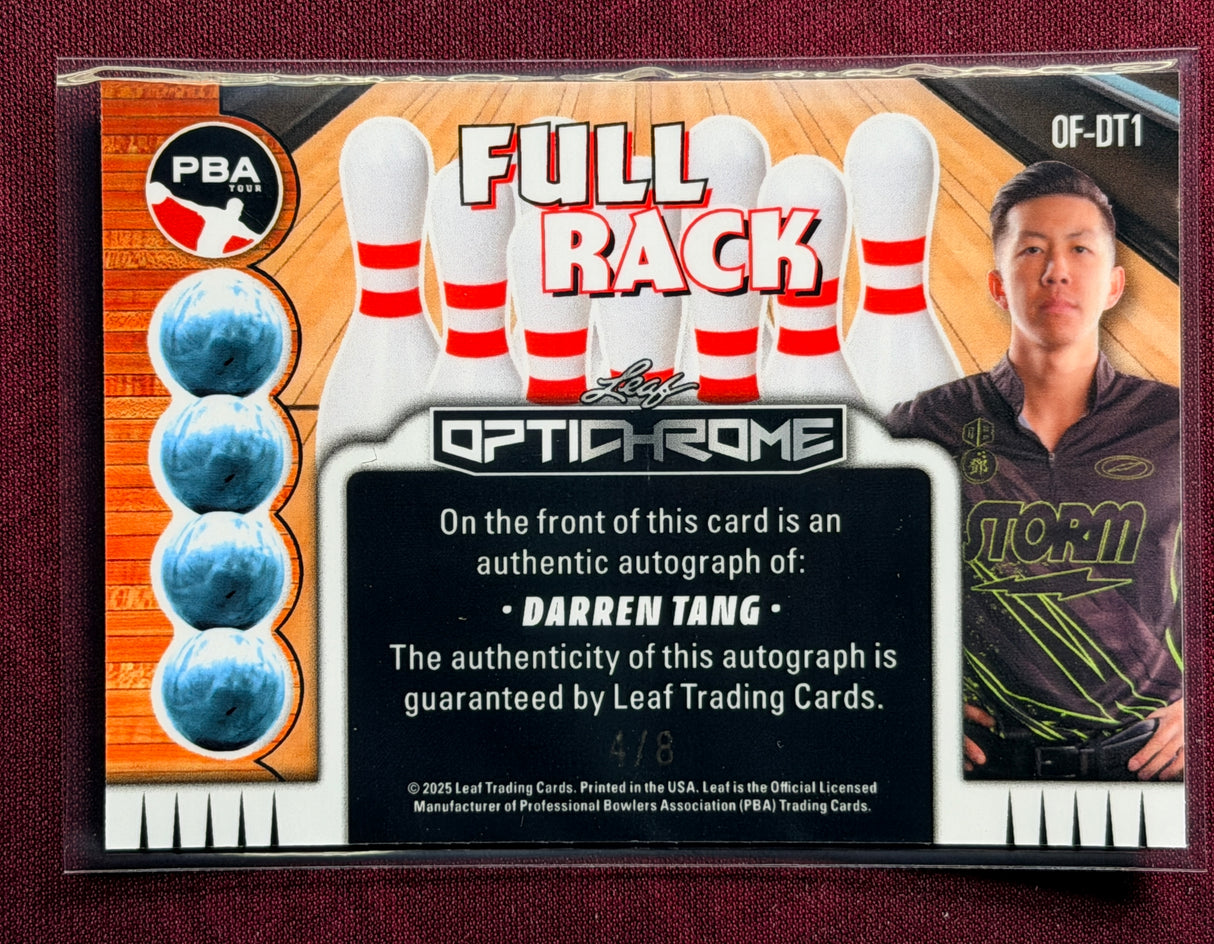 2025 Leaf Eclectic PBA Darren Tang Optichrome Full Rack Blue Auto 4/8