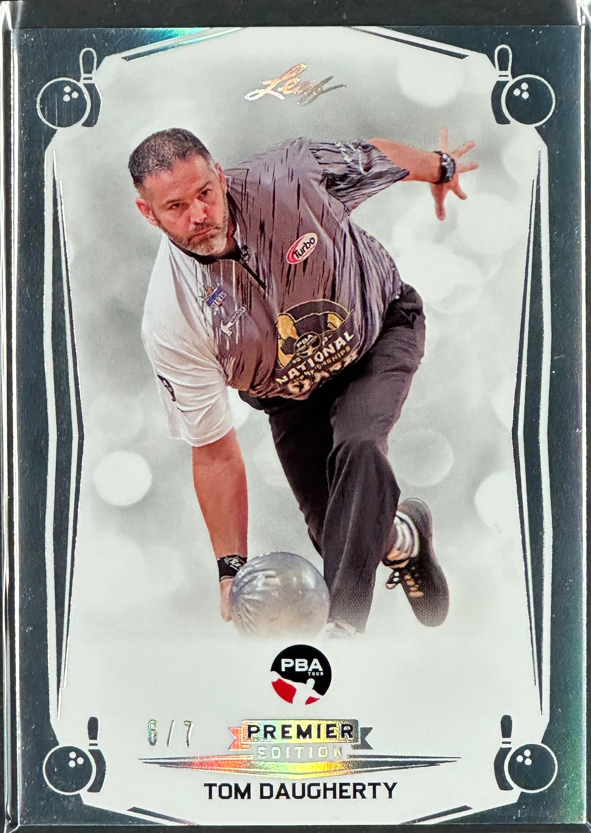 leaf trading card pba tom daugherty silver sp