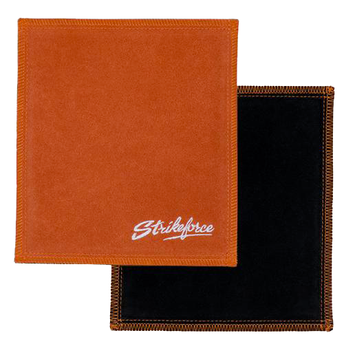 KR Strikeforce Shammy Leather Pad Orange/Black * 8" x 7.5" * Highly effective oil removing pad * High density leather on both sides * Restores tacky feel for better ball performance