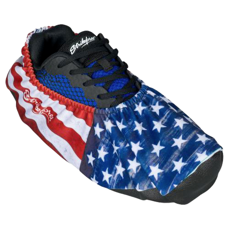 KR Strikeforce Flexx Shoe Cover USA Flag  * Dura Flexx Ultra Stretch material for easy on, easy off * Defends bowling shoes from offensive elements, inside and outside of the bowling center * Waterproof soles * Easily slips over bowling shoes * Sold in pairs * One size fits most