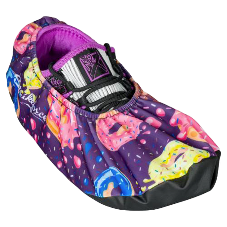 KR Strikeforce Flexx Shoe Cover Donuts * Dura Flexx Ultra Stretch material for easy on, easy off * Defends bowling shoes from offensive elements, inside and outside of the bowling center * Waterproof soles * Easily slips over bowling shoes * Sold in pairs * One size fits most