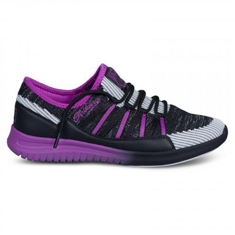 KR Strikeforce Jazz Black/Purple Women's Bowling Shoes * Stylish woven Jacquard Mesh upper * Lace-up design with Komfort-Fit™ construction * CMEVA outsole for a light and comfortable fit * Silky smooth sock liner adds comfort and better fit * #8 white microfiber slide pad on both shoes with FlexSlide Technology™ * Open cell foam deluxe footbed for maximum comfort * 2-YEAR Warranty *