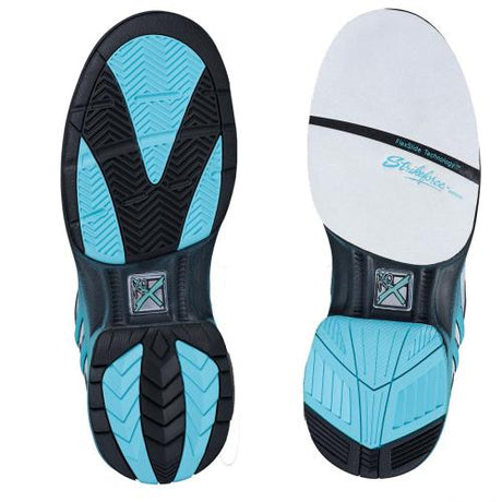 KR Strikeforce Starr White/Black/Teal Women's Bowling Shoes Women's Performance Shoe with interchangeable slide pad and heel on left shoe  * Soft, durable microfiber upper * CMEVA outsole for a light and comfortable fit * Ortholite® 3D Deluxe Insole