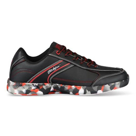KR Strikeforce Flyer Lite Red Camo Bowling Shoes * Soft, durable man-made upper * Injection EVA outsole for lightweight, flexible and uniform cushion with FlexLite Technology™ * High abrasion non-marking rubber heel pods for slide control * Strobel lasted for increased comfort * #8 white microfiber slide pad on both shoes with FlexSlide Technology™ * Open Cell Foam Deluxe Footbed *
