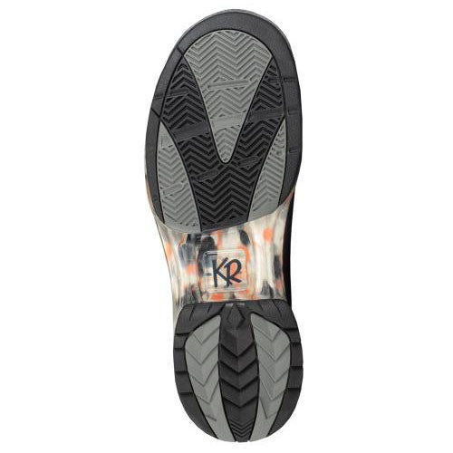 KR Strikeforce TPC Fiesta Midnight Unisex Bowling Shoes * High Quality Microfiber Upper with TPU molded heel stabilizer for added stability and enhanced fit. * Traditional lace up design with padded tongue * Thermal Polyurethane (TPU) outsole that is light and extremely flexible. * Padded Lycra lining for added comfort. * Biomechanically contoured for the perfect fit and performance * Minimal break in time required. * Innovative H-Bar heel locking system.