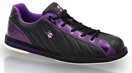 3G Kicks Black/Purple Unisex Bowling Shoes  * Fun new print on a TPU material which will increase comfort and breathability. * Universal slide sole * Raised Kick heel for traditional bowling shoe look in a market leading entry level price. * 
