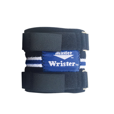 Master Bowling Wrister Wrist Support Blue Flexible support keeps wrist therapeutically warm. Our Wrister will keep you bowling longer and stronger! Specify a color in the comment section and we will make every effort to accommodate you..  Complete flexible support for bowling activity. Constructed of quality closed-cell neoprene. Wrap-around Velcro® straps adjust for exact tension.