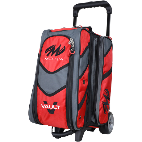 Motiv Vault 2 Ball Double Roller Fire Red Bowling Bag suitcase league tournament play sale discount coupon online pba tour