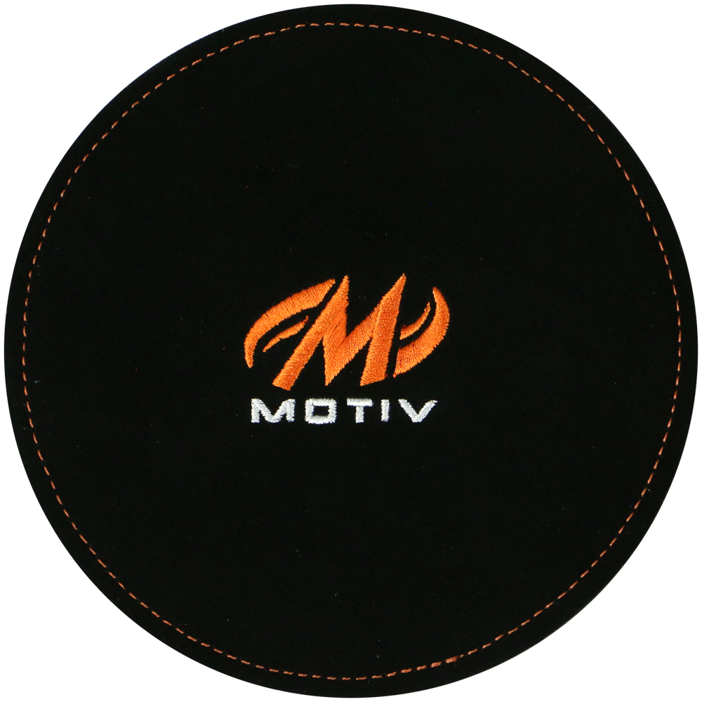 Motiv Disk Shammy Black Premium leather construction. Highly absorbent shammy removes oil to maximize ball performance. 6" Disk design is easier to hold. Packaged in a zip-lock bag. Hand wash and air dry. inside bowling sale shammy towel for bowlers tournament league