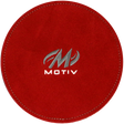 Motiv Disk Shammy Red Premium leather construction. Highly absorbent shammy removes oil to maximize ball performance. 6" Disk design is easier to hold. Packaged in a zip-lock bag. Hand wash and air dry. inside bowling sale shammy towel for bowlers tournament league