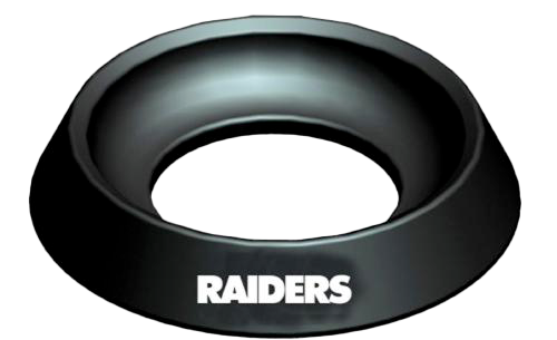 NFL Las Vegas Raiders Ball Cup * Plastic cup holds the ball securely * Black with NFL Las Vegas Raiders team logo * Great display item * Useful for extra bowling ball when bowling leagues or tournaments