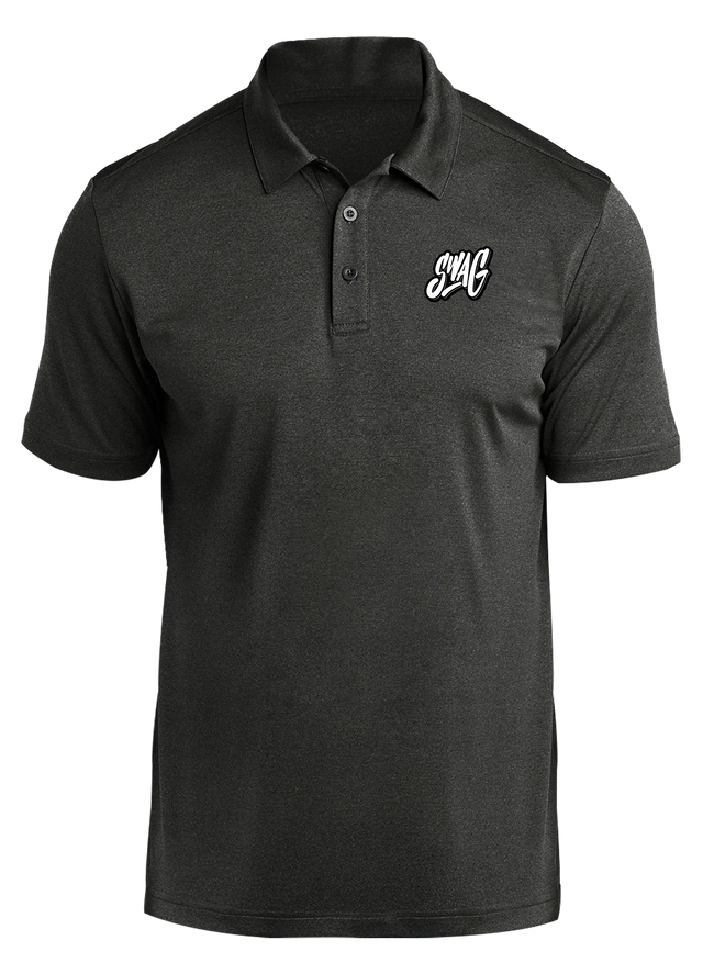 swag-prime-polo-black-heather bowl bowling shirt league tournament bowler shirt