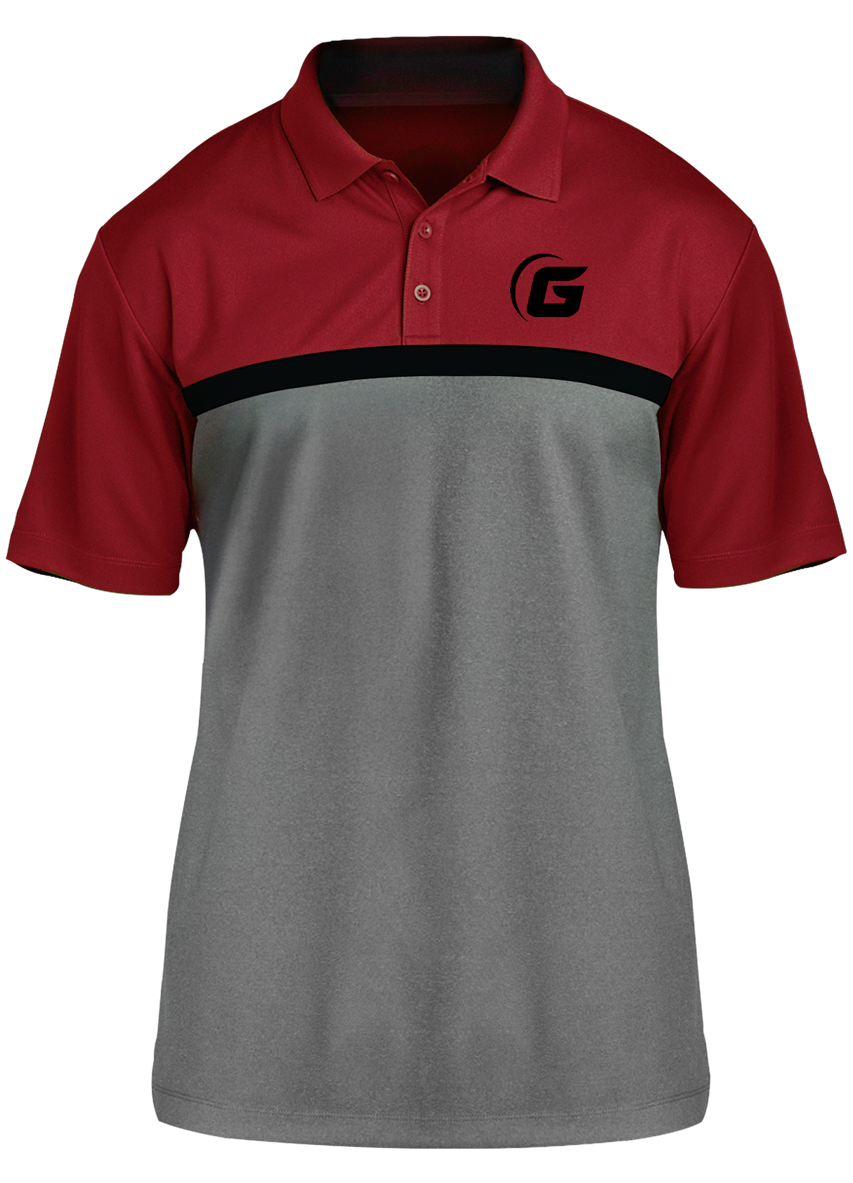 900 Global Black Logo Competitor Polo Red/Black/Gray