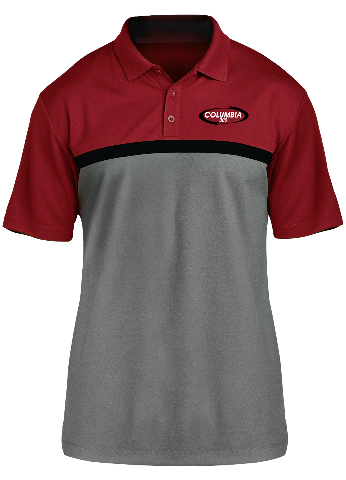 Columbia 300 90's Logo Black Competitor Polo Red/Black/Gray