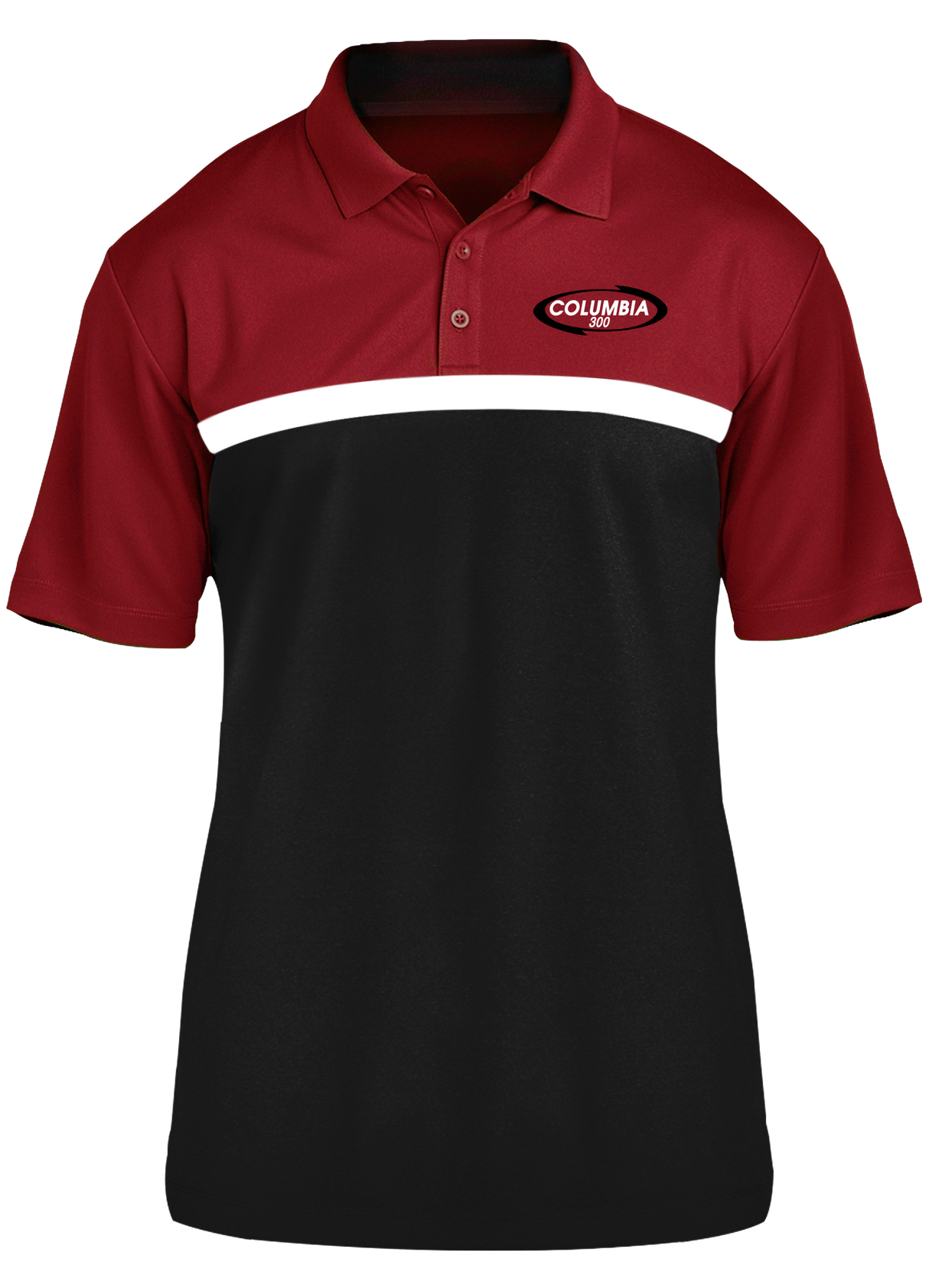 Columbia 300 90's Logo Competitor Polo Red/White/Black