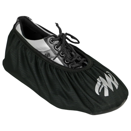 Motiv Resistance Shoe Cover Wear resistance shoe covers when you are off the lanes to guard against spilled beverages, rain, melting snow, and other moisture on bowling center floors.  Highly elastic deseign makes them incredibly easy to slip on and off. Durable construction and comfortable fit. Silver MOTIV logos on the toe and sole. One pair of black shoe covers are in each package. Available in 3 sizes - Small, Medium, and Large.