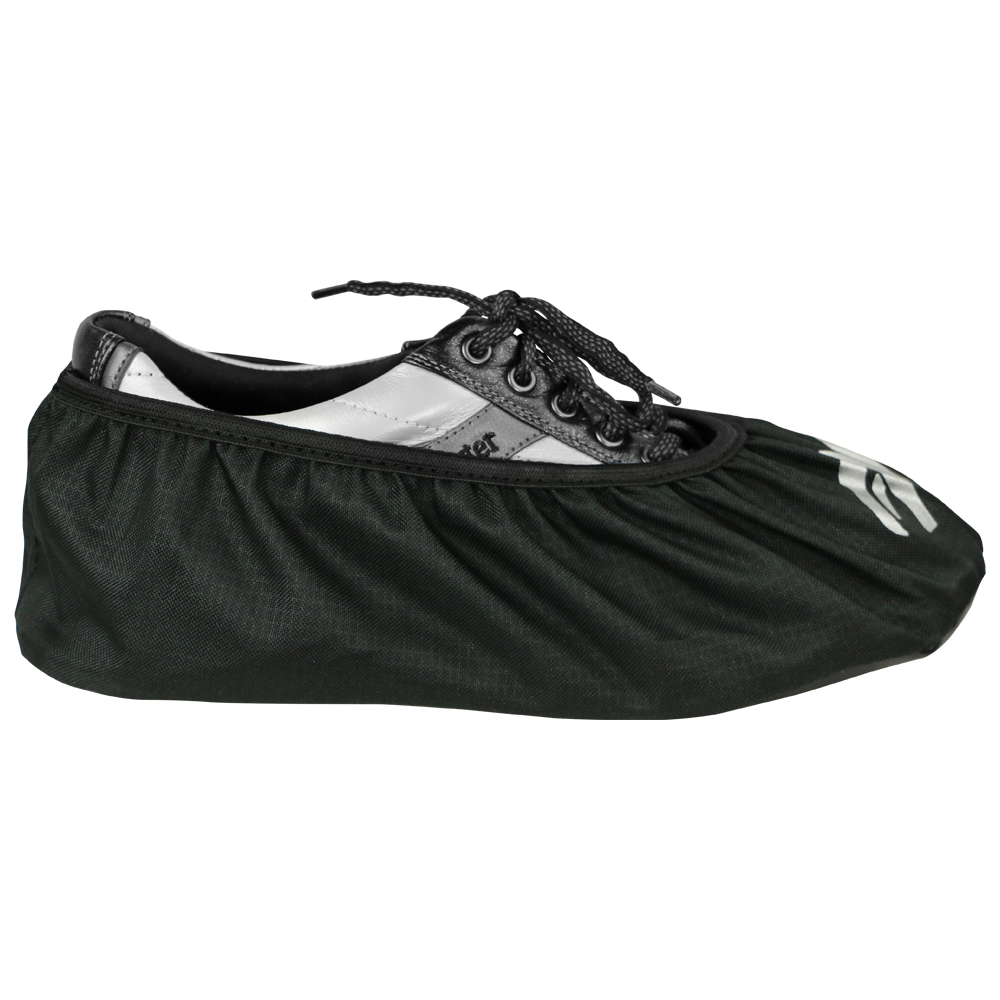 Motiv Resistance Shoe Cover Wear resistance shoe covers when you are off the lanes to guard against spilled beverages, rain, melting snow, and other moisture on bowling center floors.  Highly elastic deseign makes them incredibly easy to slip on and off. Durable construction and comfortable fit. Silver MOTIV logos on the toe and sole. One pair of black shoe covers are in each package. Available in 3 sizes - Small, Medium, and Large.
