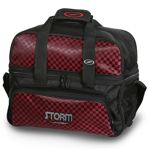 Storm 2 Ball Tote Deluxe Black/Checkered Red Bowling Bag Inside Bowling
