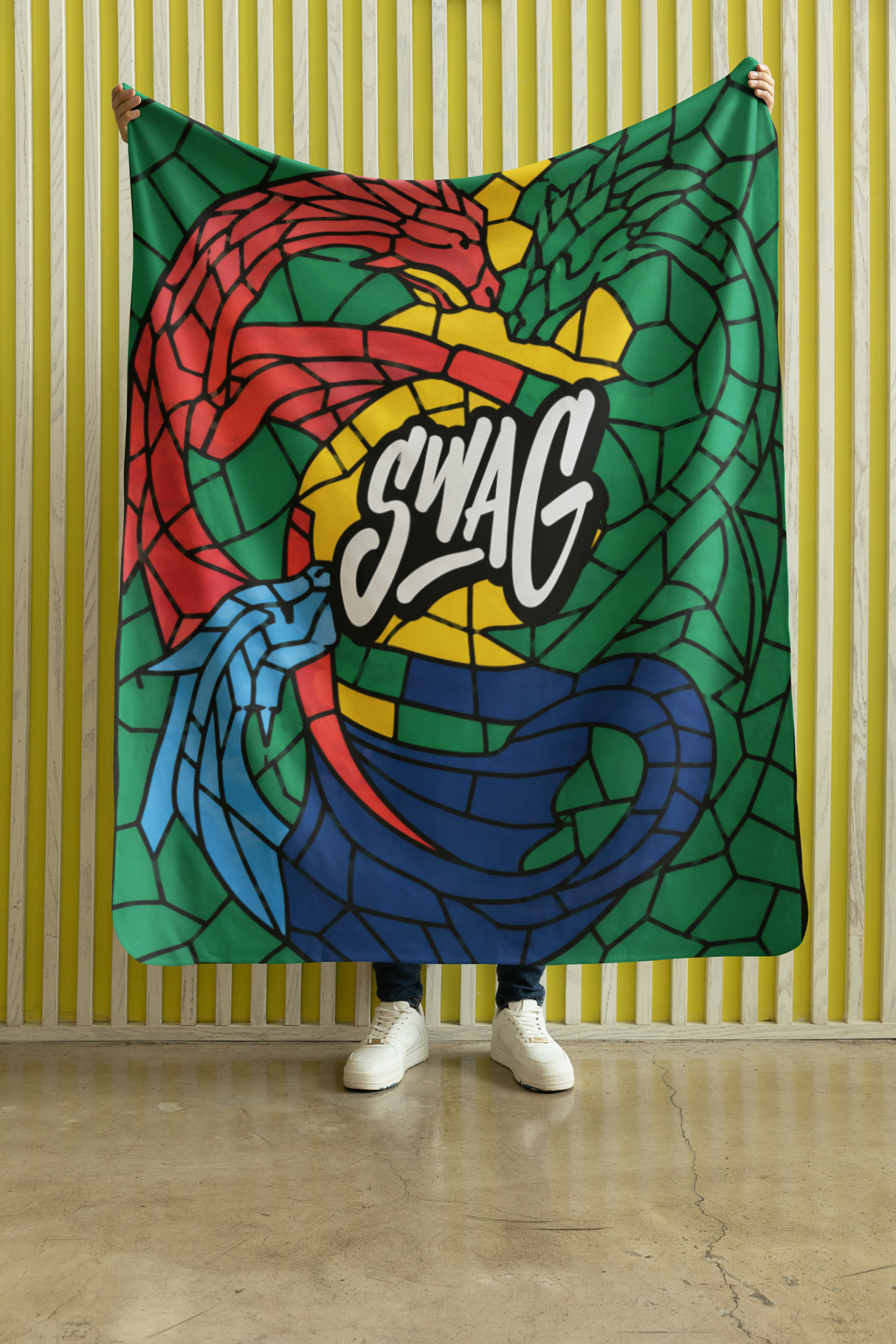SWAG Stained Glass 60" x 80" Plush Blanket