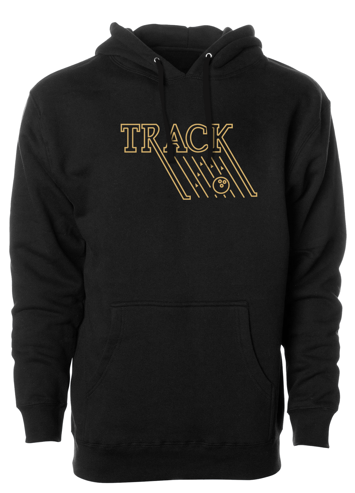 Keep warm in this stylish - Track Retro - design hooded sweatshirt. #TrackBowling #EvolutionaryRevolutionary 60/40 cotton/polyester blend material Standard Fit - Men's Sizing Jersey-lined hood Split-stitched double-needle sewing on all seams Twill neck tape 1x1 ribbing at cuffs & waistband Metal eyelets Front pouch pocket Midweight Hoodie/Hooded Sweatshirt