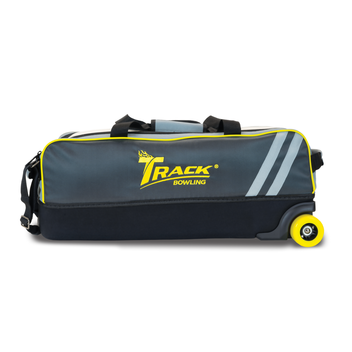 Track Select Triple Tote Grey/Yellow Bowling Bag suitcase league tournament play sale discount coupon online pba tour
