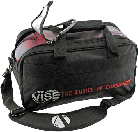 Vise 2 Ball Tote Clear Top Black bowling ball bag