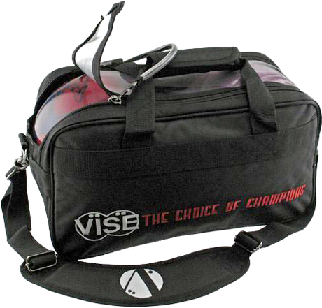 Vise 2 Ball Tote Clear Top Black bowling ball bag