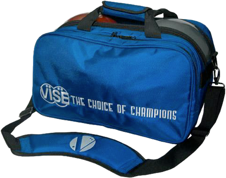 Vise 2 Ball Tote Plus Clear Top Double Blue bowling ball bag
