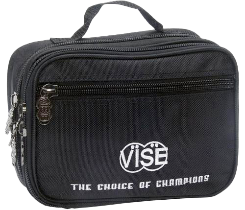 Vise Accessory Bag Black Vise has developed this accessory bag to have multiple pockets so the bowler can organize all of their accessories.   10" X 7.5" X 1" Handle Strap Multiple Pockets
