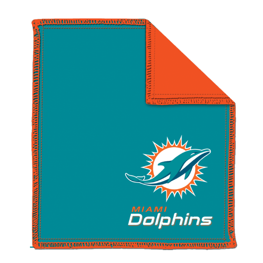 NFL Shammy Miami Dolphins Ultimate oil removing pad Leather on both sides Restores tacky feel for better ball performance Embroidered logos 8" x 7.5"
